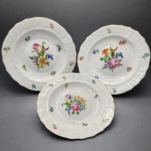 Herend BT 1518 Bunch of Tulips 7” Salad Plates Set of 3 Gold Trim Replacement